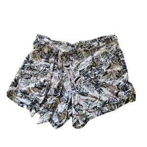 Sounds/Style Women's Shorts Lounge Tropical Palm Leaves Size Large Pockets Tie